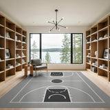 Basketball Court Line Art Area Rug