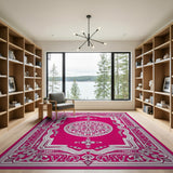 Traditional Persian Elegant Pink Persian Medallion Area Rug