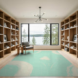 Fluid Teal Swirl Abstract Area Rug