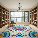 Vibrant Mandala Butterfly Boho Area Rug