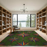 Multi-color and Patterns Rainbow Starburst Geometric Area Rug