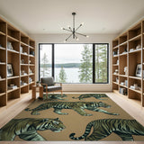 Prowling Tiger Pattern Area Rug