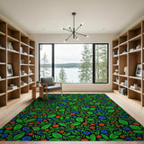 Vibrant Berry Floral Leaf Area Rug