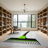 Green Black Rake Pattern Area Rug