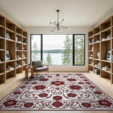 Red Traditional Persian Ornate Red Floral Persian Area Rug