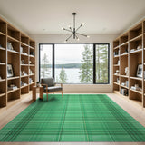 Geometric Modern Green Plaid Checkered Area Rug