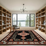 Bold Black Orange Persian Area Rug