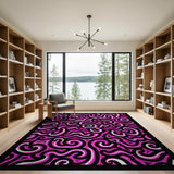 Vibrant Pink Swirl Abstract Pink Area Rug