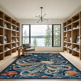 Octopus Ocean Blue Area Rug
