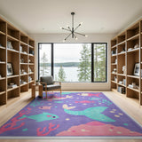 Purple Mermaid Fish Kids Area Rug