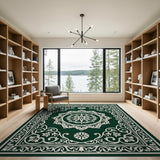 Green Emerald Green Mandala Persian Area Rug
