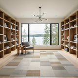 Geometric Modern Neutral Beige Geometric Block Area Rug