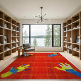 Pixelated Handprint Multi-Color Area Rug