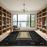 Geometric Pixel Grid Area Rug - Black Beige