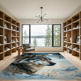 ODIKA Majestic Wolf in Snowy Forest Washable Area Rug - Low Pile & Non-Slip