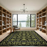Ornate Yellow Floral Persian Area Rug