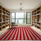 Vibrant Red Striped Butterfly Area Rug