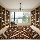 Orange Orange Geometric Southwestern Area Rug