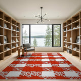 Red Bold Red White Plaid Area Rug