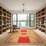 Geometric Basketball Court Area Rug