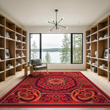 Vibrant Red Vibrant Red Persian Medallion Area Rug