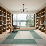 Teal Framed Geometric Modern Area Rug