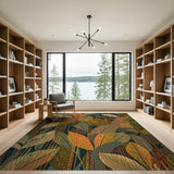 Geometric Leaf Overlap Area Rug