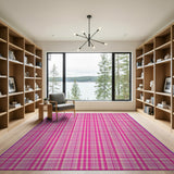 Checkered Pink Gingham Checkered Area Rug