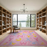 Pink Alphabet ABC Kids Learning Area Rug