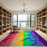 Rainbow Paintbrush Washable Area Rug