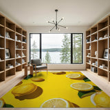 Vibrant Lemon Slices Yellow Area Rug