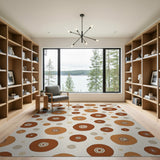 Terracotta Tribal Dot Circle Area Rug