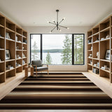 Wavy Brown Tan Striped Area Rug