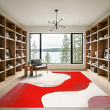 Red Abstract Area Red Abstract Wave Area Rug