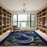 Twin Blue Dragons Imperial Area Rug