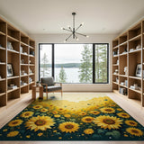 Sunflower Meadow Butterflies Area Rug