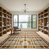 Brown Tan Geometric Heritage Tribal Rug