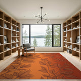 Burnt Orange Fern Leaf Area Rug