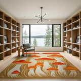 Red Whimsical Red Mushroom Forest Area Rug
