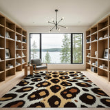 Multi-color and Patterns Leopard Print Area Rug in Tan Black
