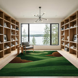 Green Layered Mountains Area Rug