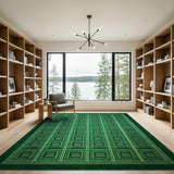 Green Grid Geometric Modern Area Rug