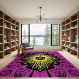 Vibrant Pink Mandala Sunburst Area Rug