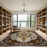 Opulent Gold Medallion Traditional Persian Rug