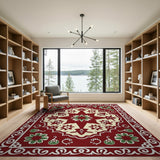 Traditional Persian Red Red Traditional Persian Area Rug with Floral Medallion