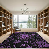 Purple Purple Floral Damask Area Rug