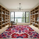 Multi-color and Patterns Vibrant Pink Floral Mandala Area Rug