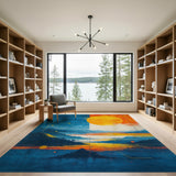 Geometric Sunset Mountain Landscape Rug