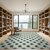 Emerald Green Abstract Spike Pattern Area Rug