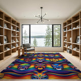 Vibrant Rainbow Opera Mask Kids Area Rug